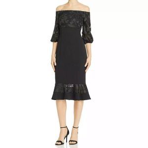Aidan Mattox Black Lace Mermaid Midi Dress 2